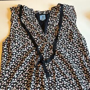 CeCe Black Floral Sleeveless Button Down Dress